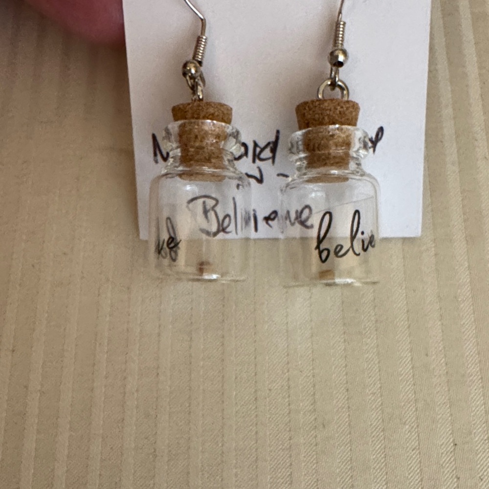 Mustard Seed Glass Bottle Earrings with Cork - Picture 8 of 12